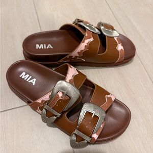 MIA Cow Print Sandals